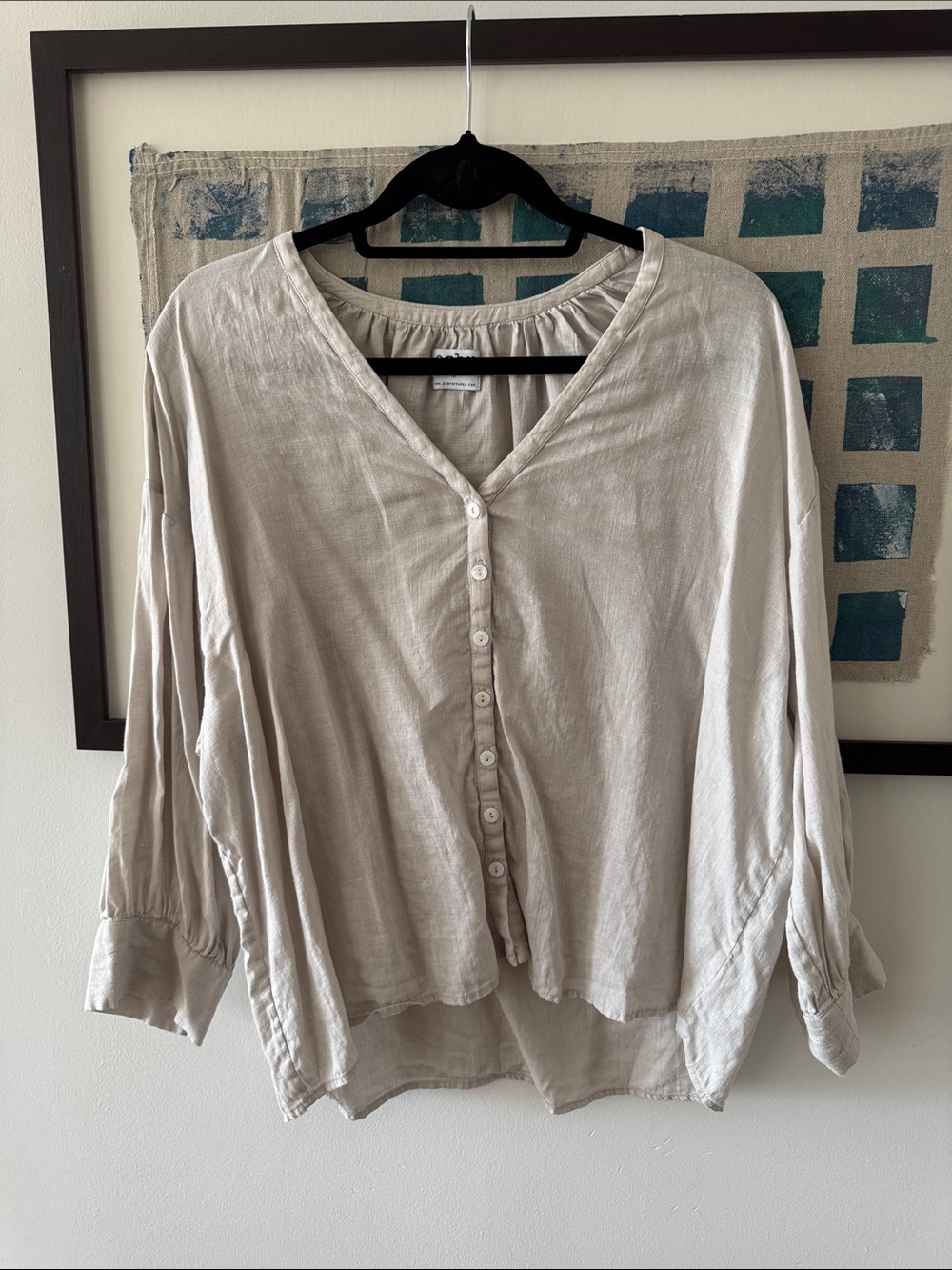 EUC Esby Gray Oversized Button Down Shirt with Cuffed Sleeves Medium Linen